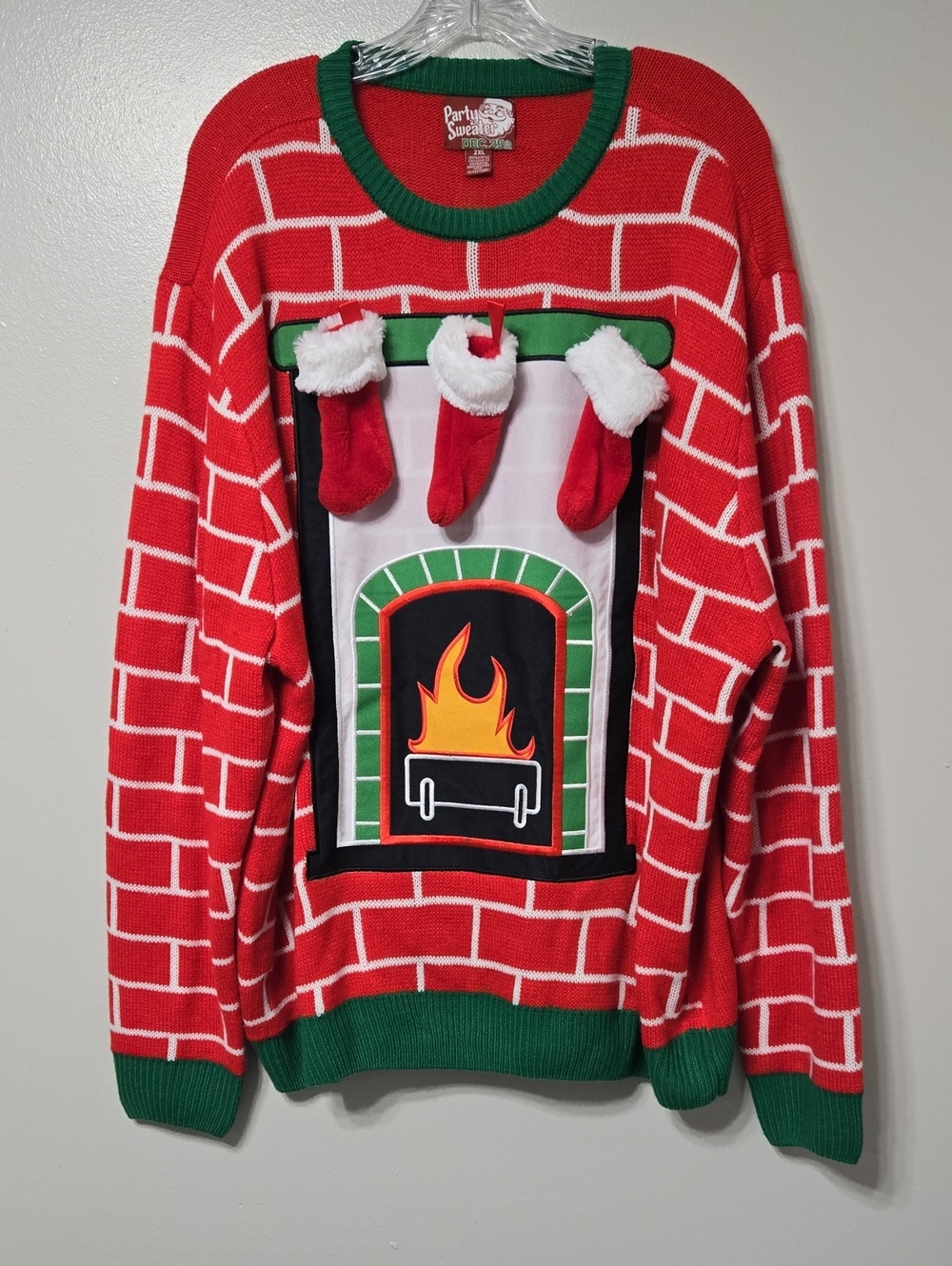 Holiday Fireplace Knit Sweater - Red